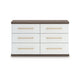 Keny Wide Dresser | 6 Drawers | Champagne Handles | White & Brown Wood