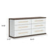 Keny Wide Dresser | 6 Drawers | Champagne Handles | White & Brown Wood