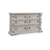 Bryl Wide Dresser | 6 Drawers | Swirled Top | Antique White Carved Fronts