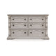 Bryl Wide Dresser | 6 Drawers | Swirled Top | Antique White Carved Fronts