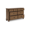Rowy 8 Drawer Wide Dresser | Pewter Handles | Traditional Medium Brown Wood