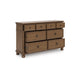 Rowy 8 Drawer Wide Dresser | Pewter Handles | Traditional Medium Brown Wood