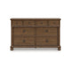 Rowy 8 Drawer Wide Dresser | Pewter Handles | Traditional Medium Brown Wood