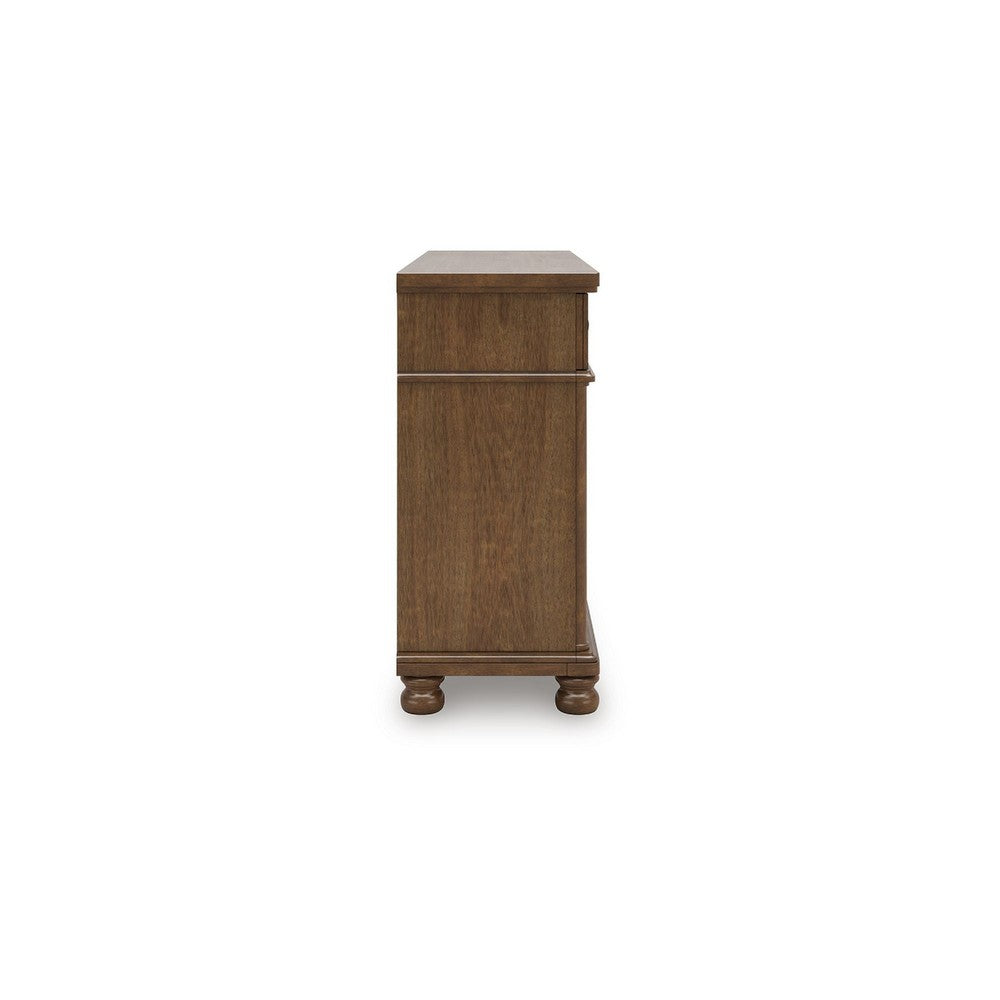 Rowy 8 Drawer Wide Dresser | Pewter Handles | Traditional Medium Brown Wood