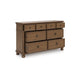 Rowy 8 Drawer Wide Dresser | Pewter Handles | Traditional Medium Brown Wood