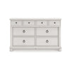 Rowy 8 Drawer Wide Dresser | Pewter Handles | Rubbed Antique White Wood