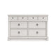 Rowy 8 Drawer Wide Dresser | Pewter Handles | Rubbed Antique White Wood