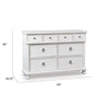 Rowy 8 Drawer Wide Dresser | Pewter Handles | Rubbed Antique White Wood