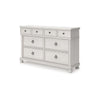 Rowy 8 Drawer Wide Dresser | Pewter Handles | Rubbed Antique White Wood