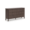 Pemy Wide Dresser | 6 Drawers | Black Handles | Brown Wood Vertical Reeds