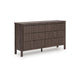 Pemy Wide Dresser | 6 Drawers | Black Handles | Brown Wood Vertical Reeds
