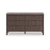 Pemy Wide Dresser | 6 Drawers | Black Handles | Brown Wood Vertical Reeds