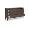Pemy Wide Dresser | 6 Drawers | Black Handles | Brown Wood Vertical Reeds