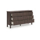 Pemy Wide Dresser | 6 Drawers | Black Handles | Brown Wood Vertical Reeds