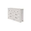 Maki 6 Drawer Wide Dresser | Bronze Hardware | Whitewash Cottage Finish