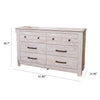 Maki 6 Drawer Wide Dresser | Bronze Hardware | Whitewash Cottage Finish
