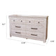 Maki 6 Drawer Wide Dresser | Bronze Hardware | Whitewash Cottage Finish