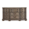 Arie Wide Dresser | Serpentine Curved 9 Drawers | Antique Light Brown