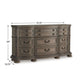 Arie Wide Dresser | Serpentine Curved 9 Drawers | Antique Light Brown