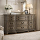 Arie Wide Dresser | Serpentine Curved 9 Drawers | Antique Light Brown