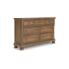 Fedz Wide Dresser | 7 Storage Drawers w Pewter Knobs | Chestnut Brown
