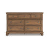 Fedz Wide Dresser | 7 Storage Drawers w Pewter Knobs | Chestnut Brown