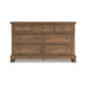 Fedz Wide Dresser | 7 Storage Drawers w Pewter Knobs | Chestnut Brown