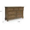 Fedz Wide Dresser | 7 Storage Drawers w Pewter Knobs | Chestnut Brown