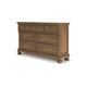 Fedz Wide Dresser | 7 Storage Drawers w Pewter Knobs | Chestnut Brown