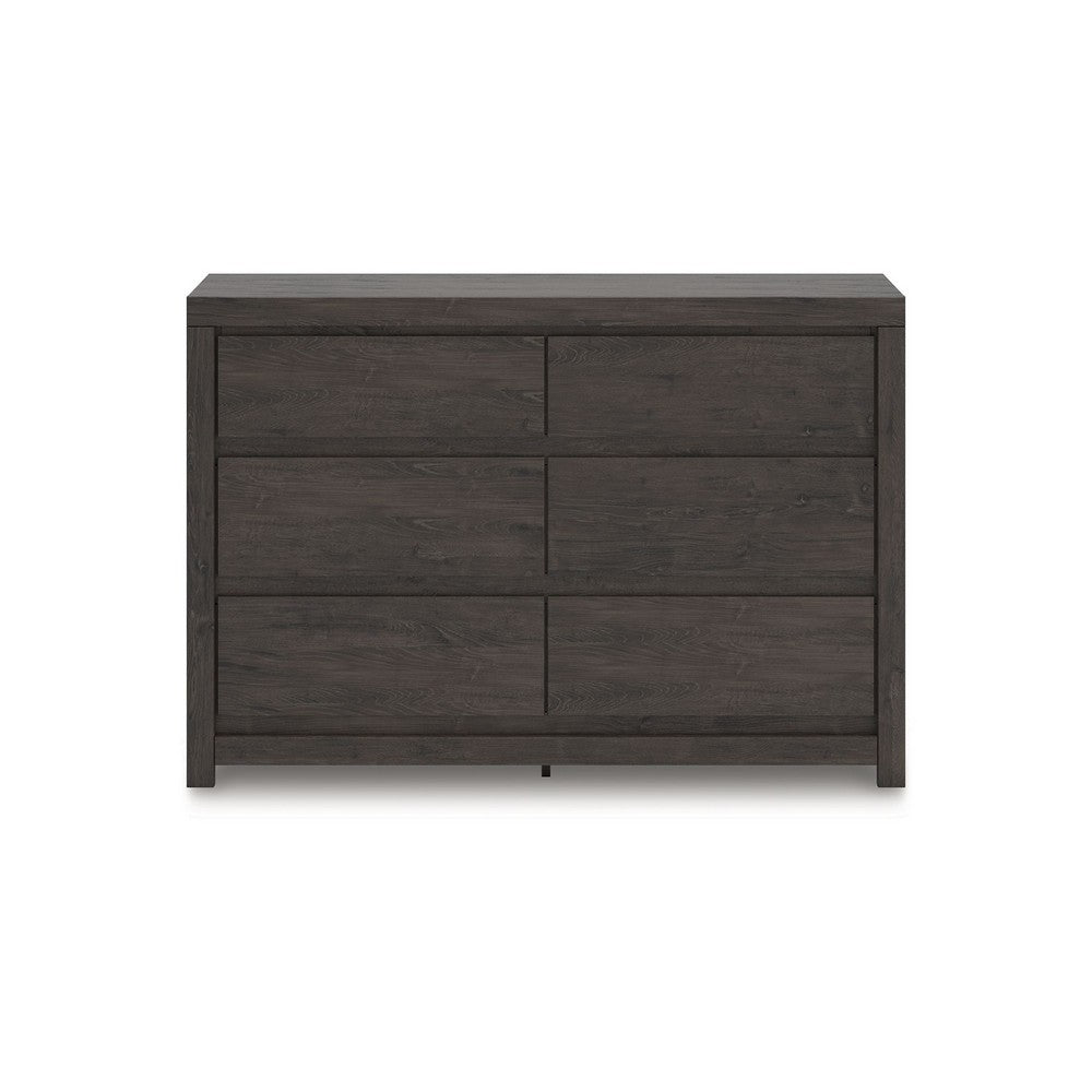 Gesi Wide Dresser | 6 Drawers w Recessed Handles | Charcoal Black
