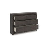 Gesi Wide Dresser | 6 Drawers w Recessed Handles | Charcoal Black