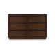 Dely Wide Dresser | 6 Drawers | Matte Black Metal Rail Handles | Dark Brown