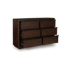 Dely Wide Dresser | 6 Drawers | Matte Black Metal Rail Handles | Dark Brown