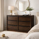 Dely Wide Dresser | 6 Drawers | Matte Black Metal Rail Handles | Dark Brown