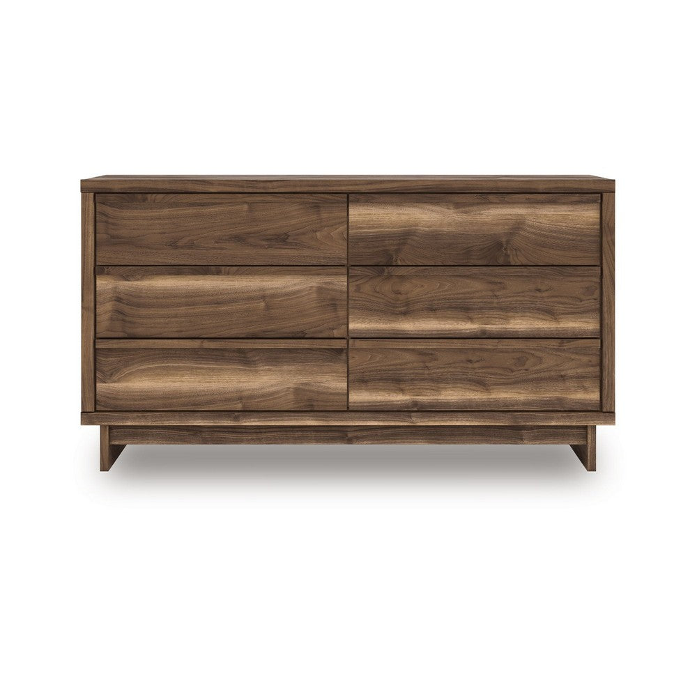 Lina 62" Dresser | 6 Drawers w Integrated Handles | Rustic Walnut Brown
