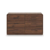Fery Wide Dresser | 6 Drawers | Black Handles | Modern Sleek Walnut Brown