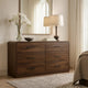 Fery Wide Dresser | 6 Drawers | Black Handles | Modern Sleek Walnut Brown