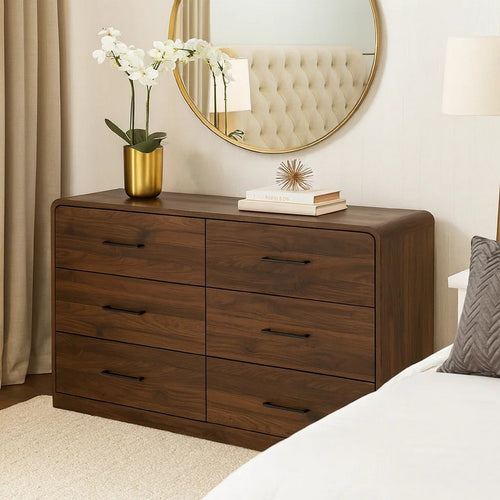 Buy 6 Drawer Wide Dresser Cabinet Walnut Brown Wood | 30 Day Return Buy 6 Drawer Wide Dresser Cabinet Walnut Brown Wood | 30 Day Return