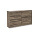 Eli Wide Dresser | 6 Drawers | Antique Gray Metal Pulls | Weathered Brown