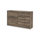 Eli Wide Dresser | 6 Drawers | Antique Gray Metal Pulls | Weathered Brown