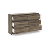 Eli Wide Dresser | 6 Drawers | Antique Gray Metal Pulls | Weathered Brown