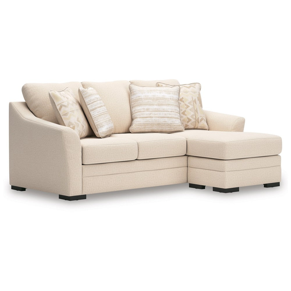 Jimy Sofa Chaise w 4 Pillows | Flared Arms | Jute Beige Nuvella | 91"