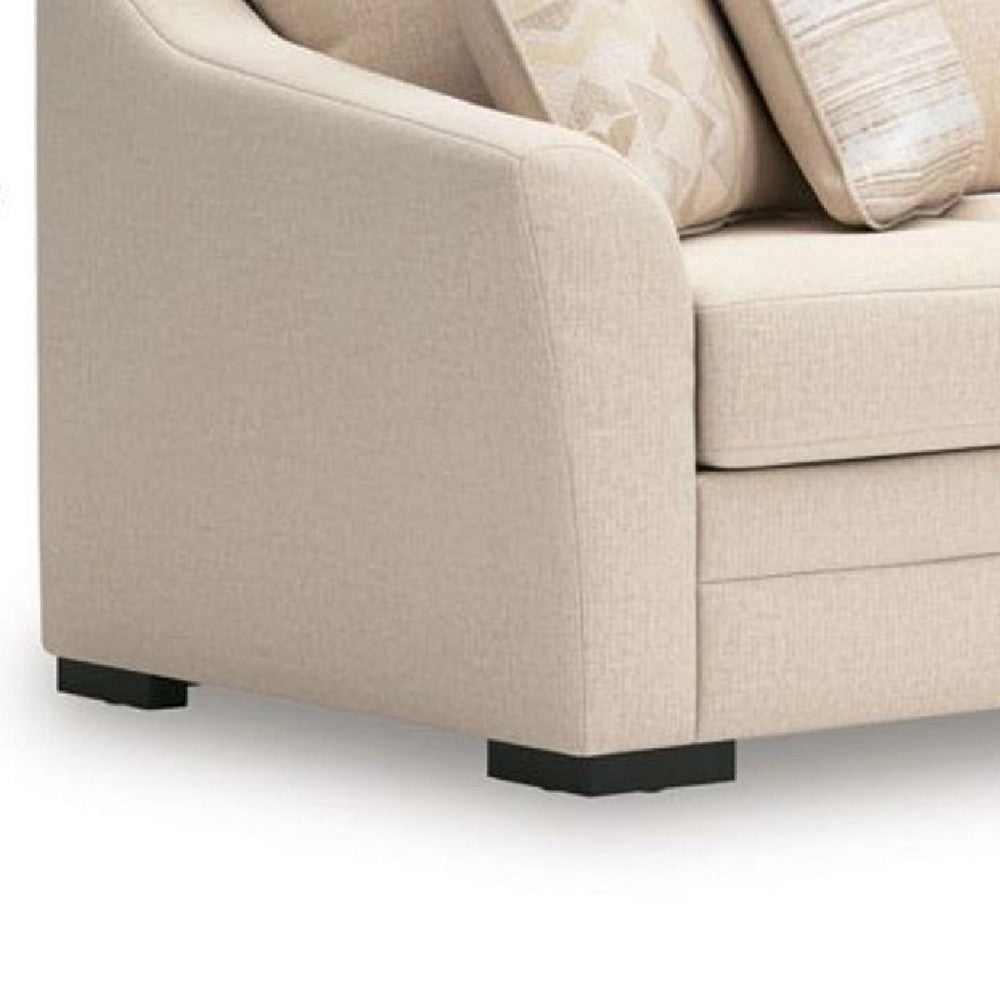 Jimy Sofa Chaise w 4 Pillows | Flared Arms | Jute Beige Nuvella | 91"