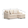 Jimy Sofa Chaise w 4 Pillows | Flared Arms | Jute Beige Nuvella | 91"