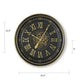 Wall Clock w Gears | Gold Roman Numerals | 32" Round Black Metal