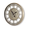 27" Round Wall Clock | Moving Gears | Standard Numbers | Champagne Gold
