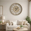 27" Round Wall Clock | Moving Gears | Standard Numbers | Champagne Gold