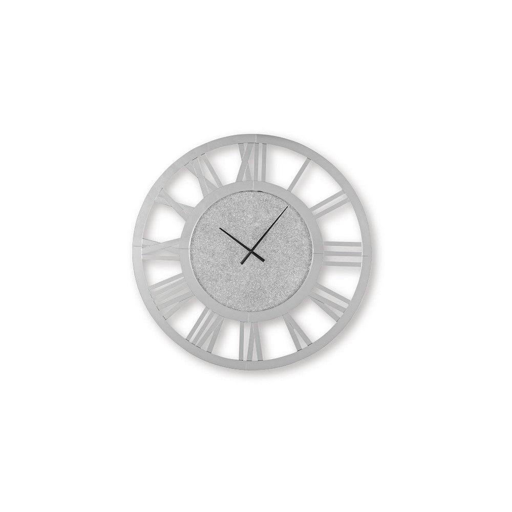 Wall Clock | Beaded Crystals | Mirror Cut Glass Roman Numerals | 39"