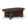 Jeno Coffee Table | 51" Oval | 4 Curved Reeded Plinth Bases | Brown Wood