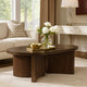 Jeno Coffee Table | 51" Oval | 4 Curved Reeded Plinth Bases | Brown Wood